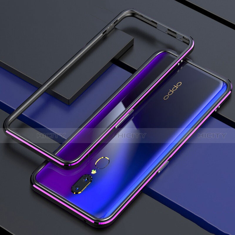 Coque Rebord Bumper Luxe Aluminum Metal Miroir 360 Degres Housse Etui M01 pour Oppo A9 Violet Plus