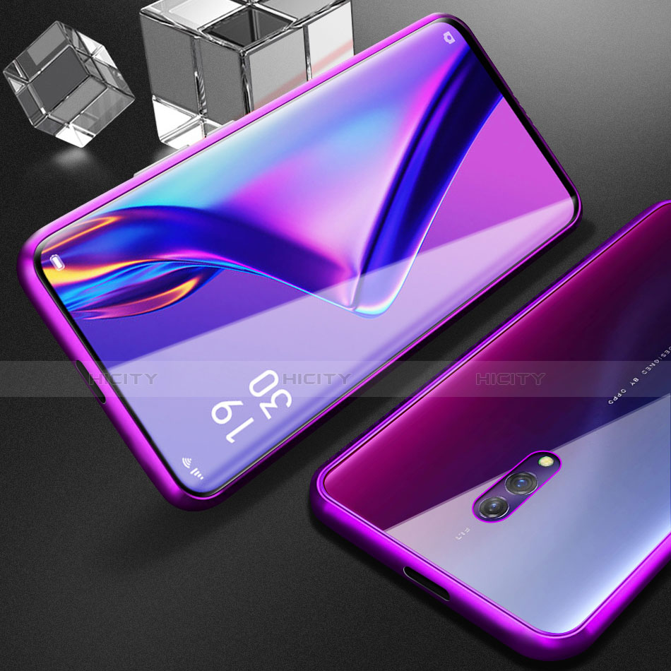 Coque Rebord Bumper Luxe Aluminum Metal Miroir 360 Degres Housse Etui M01 pour Oppo K3 Violet Plus