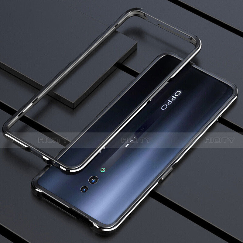 Coque Rebord Bumper Luxe Aluminum Metal Miroir 360 Degres Housse Etui M01 pour Oppo Reno Noir Plus