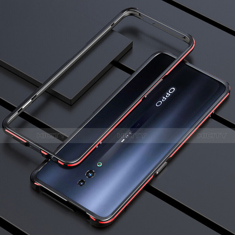 Coque Rebord Bumper Luxe Aluminum Metal Miroir 360 Degres Housse Etui M01 pour Oppo Reno Rouge Plus