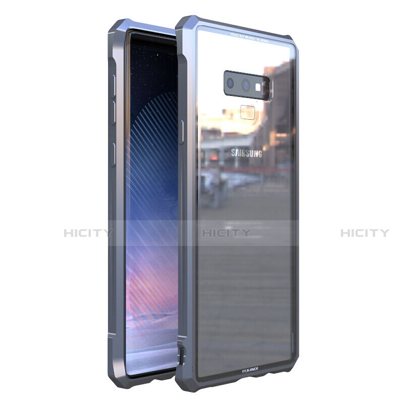 Coque Rebord Bumper Luxe Aluminum Metal Miroir 360 Degres Housse Etui M01 pour Samsung Galaxy Note 9 Argent Plus