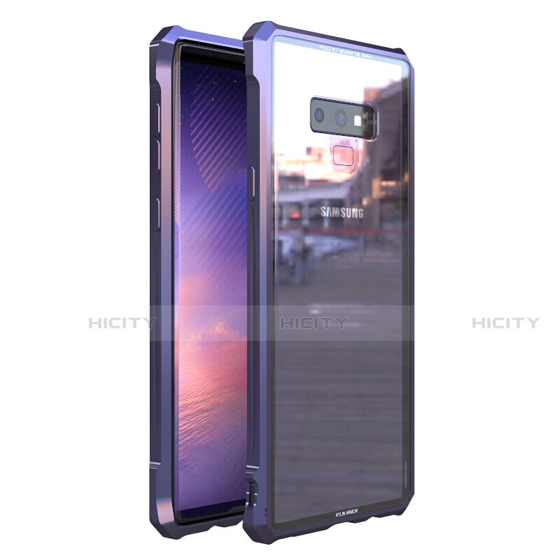 Coque Rebord Bumper Luxe Aluminum Metal Miroir 360 Degres Housse Etui M01 pour Samsung Galaxy Note 9 Violet Plus