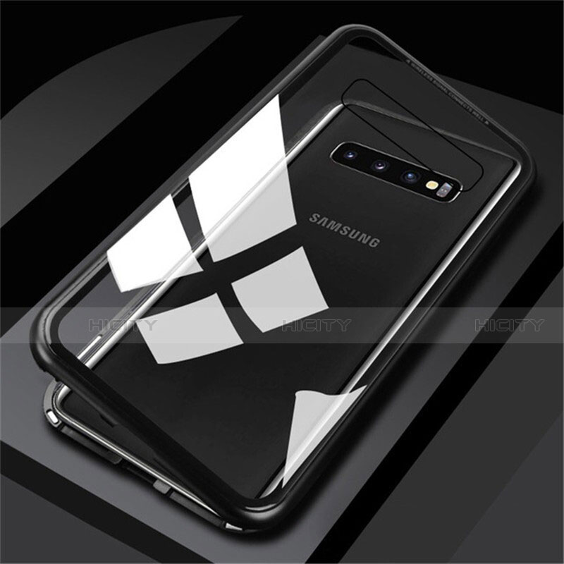 Coque Rebord Bumper Luxe Aluminum Metal Miroir 360 Degres Housse Etui M01 pour Samsung Galaxy S10 Noir Plus