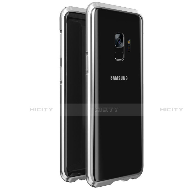 Coque Rebord Bumper Luxe Aluminum Metal Miroir 360 Degres Housse Etui M01 pour Samsung Galaxy S9 Argent Plus