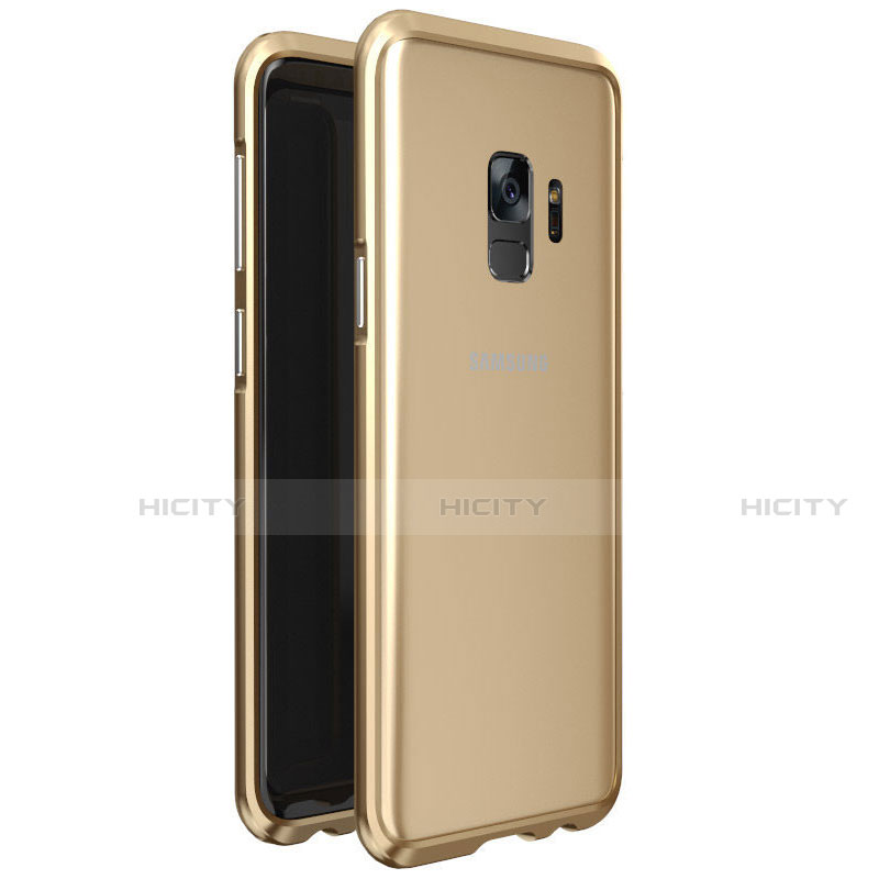 Coque Rebord Bumper Luxe Aluminum Metal Miroir 360 Degres Housse Etui M01 pour Samsung Galaxy S9 Or Plus