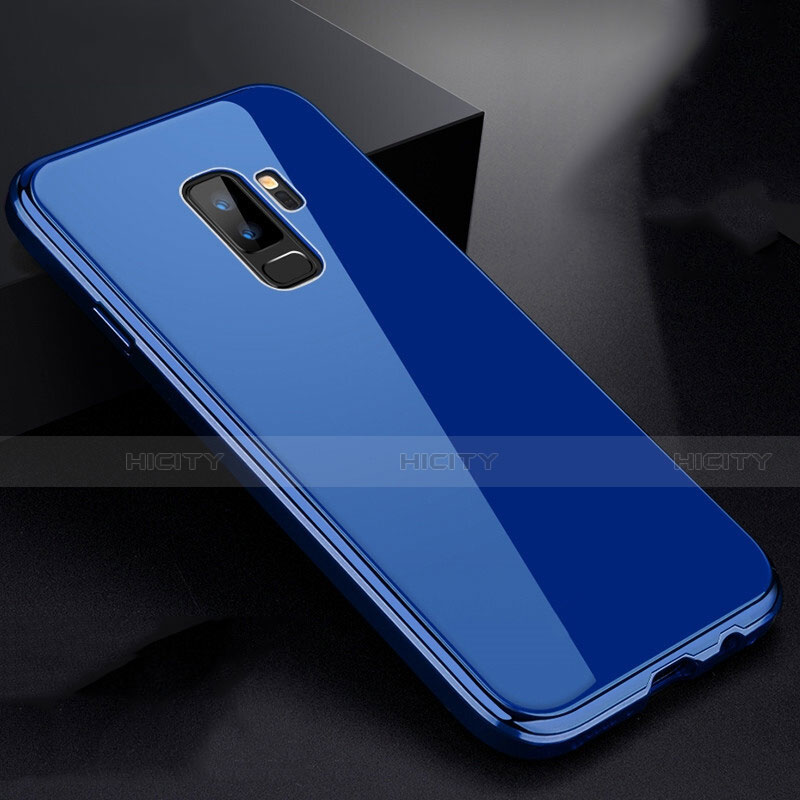 Coque Rebord Bumper Luxe Aluminum Metal Miroir 360 Degres Housse Etui M01 pour Samsung Galaxy S9 Plus Bleu Plus