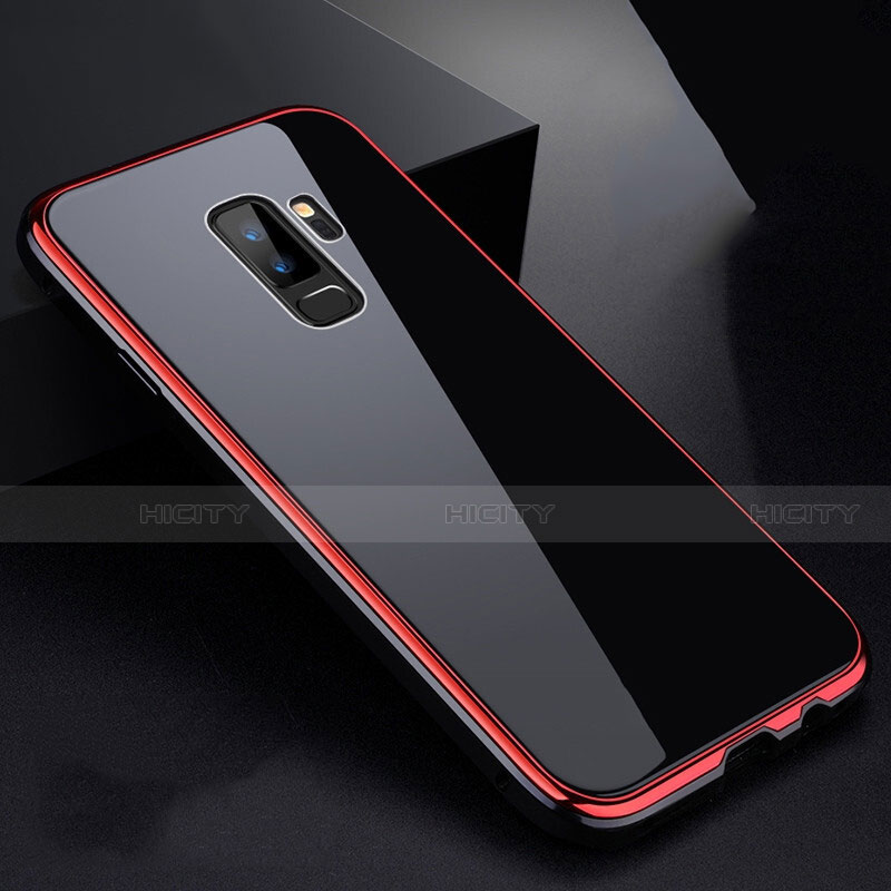 Coque Rebord Bumper Luxe Aluminum Metal Miroir 360 Degres Housse Etui M01 pour Samsung Galaxy S9 Plus Rouge et Noir Plus