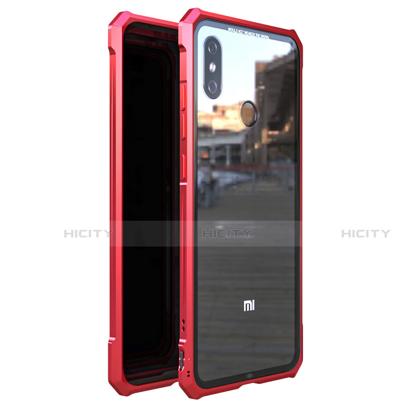 Coque Rebord Bumper Luxe Aluminum Metal Miroir 360 Degres Housse Etui M01 pour Xiaomi Mi 8 Rouge Plus