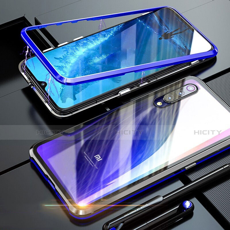 Coque Rebord Bumper Luxe Aluminum Metal Miroir 360 Degres Housse Etui M01 pour Xiaomi Mi 9 Lite Bleu Plus