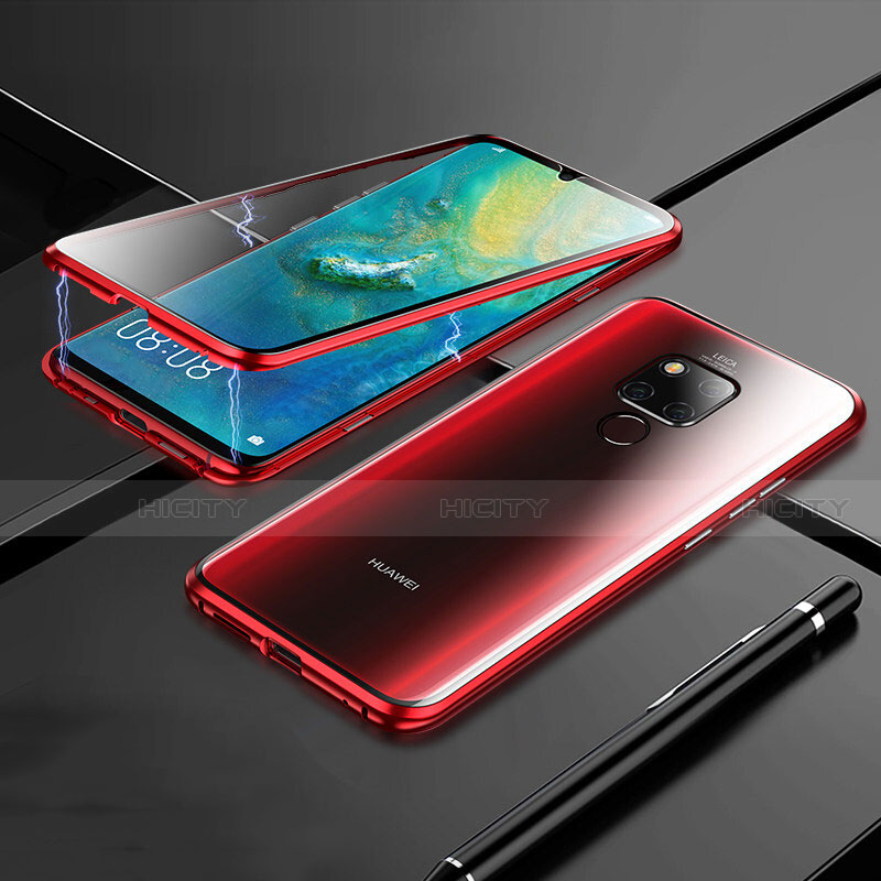 Coque Rebord Bumper Luxe Aluminum Metal Miroir 360 Degres Housse Etui M02 pour Huawei Mate 20 Rouge Plus