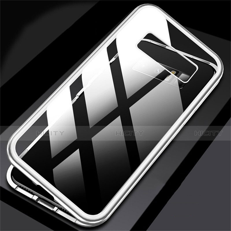 Coque Rebord Bumper Luxe Aluminum Metal Miroir 360 Degres Housse Etui M02 pour Samsung Galaxy Note 8 Duos N950F Argent Plus