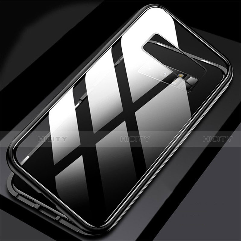 Coque Rebord Bumper Luxe Aluminum Metal Miroir 360 Degres Housse Etui M02 pour Samsung Galaxy Note 8 Duos N950F Noir Plus