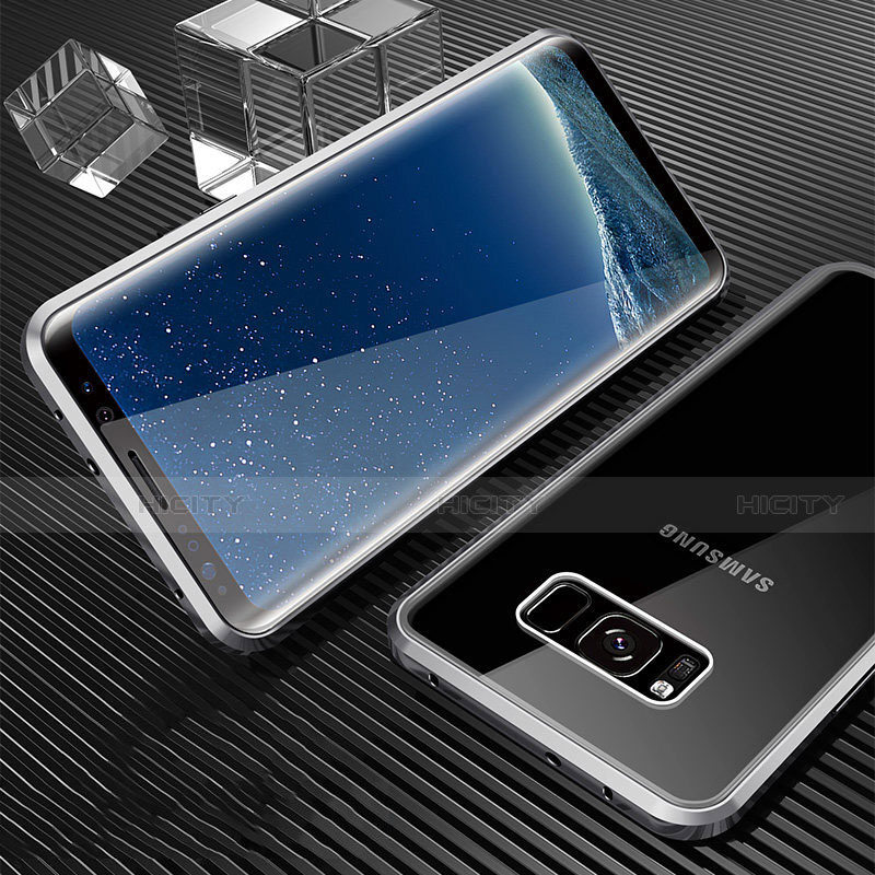 Coque Rebord Bumper Luxe Aluminum Metal Miroir 360 Degres Housse Etui M02 pour Samsung Galaxy S8 Plus Argent Plus