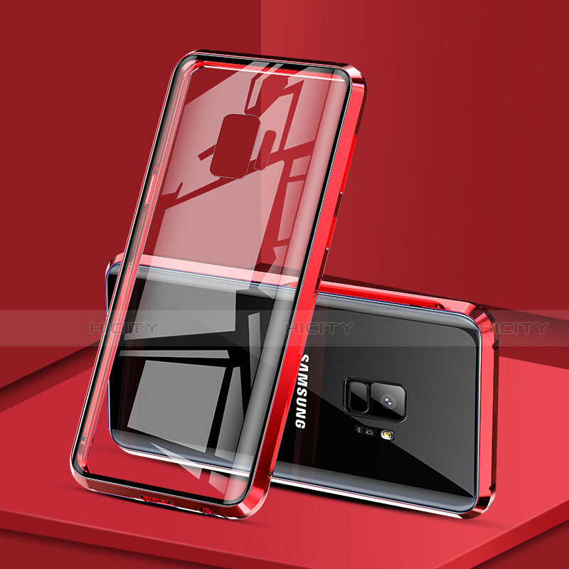 Coque Rebord Bumper Luxe Aluminum Metal Miroir 360 Degres Housse Etui M02 pour Samsung Galaxy S9 Rouge Plus