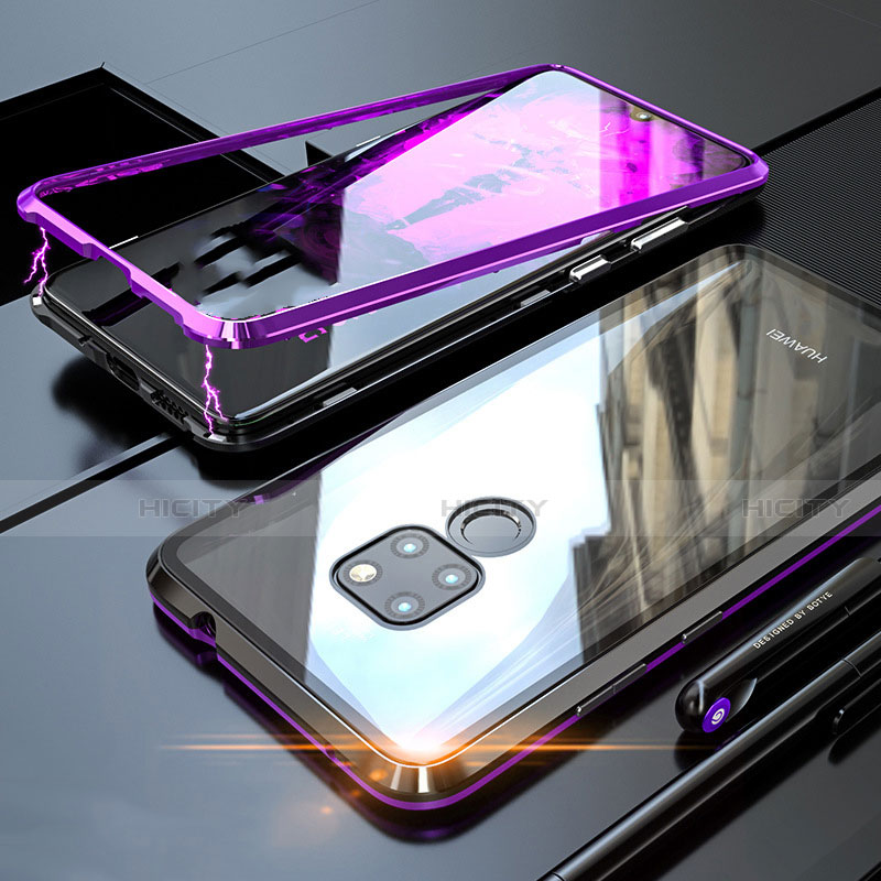 Coque Rebord Bumper Luxe Aluminum Metal Miroir 360 Degres Housse Etui M03 pour Huawei Mate 20 Violet Plus