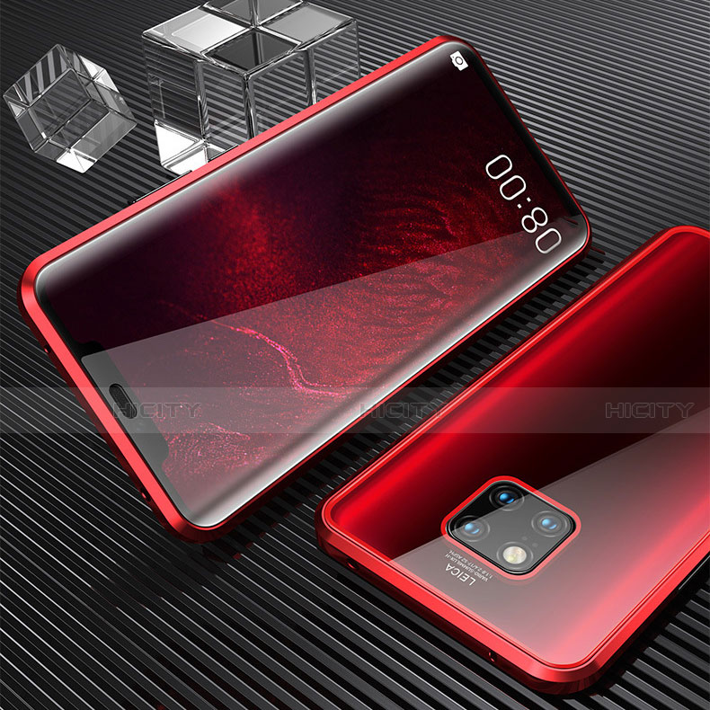 Coque Rebord Bumper Luxe Aluminum Metal Miroir 360 Degres Housse Etui M04 pour Huawei Mate 20 Pro Rouge Plus