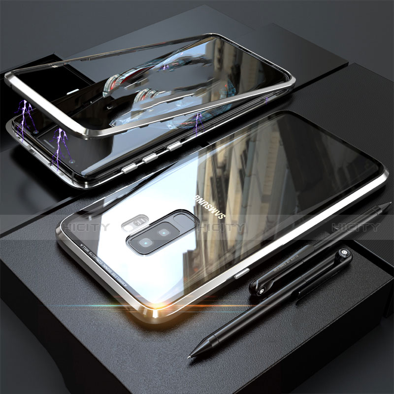 Coque Rebord Bumper Luxe Aluminum Metal Miroir 360 Degres Housse Etui M04 pour Samsung Galaxy S9 Plus Argent Plus