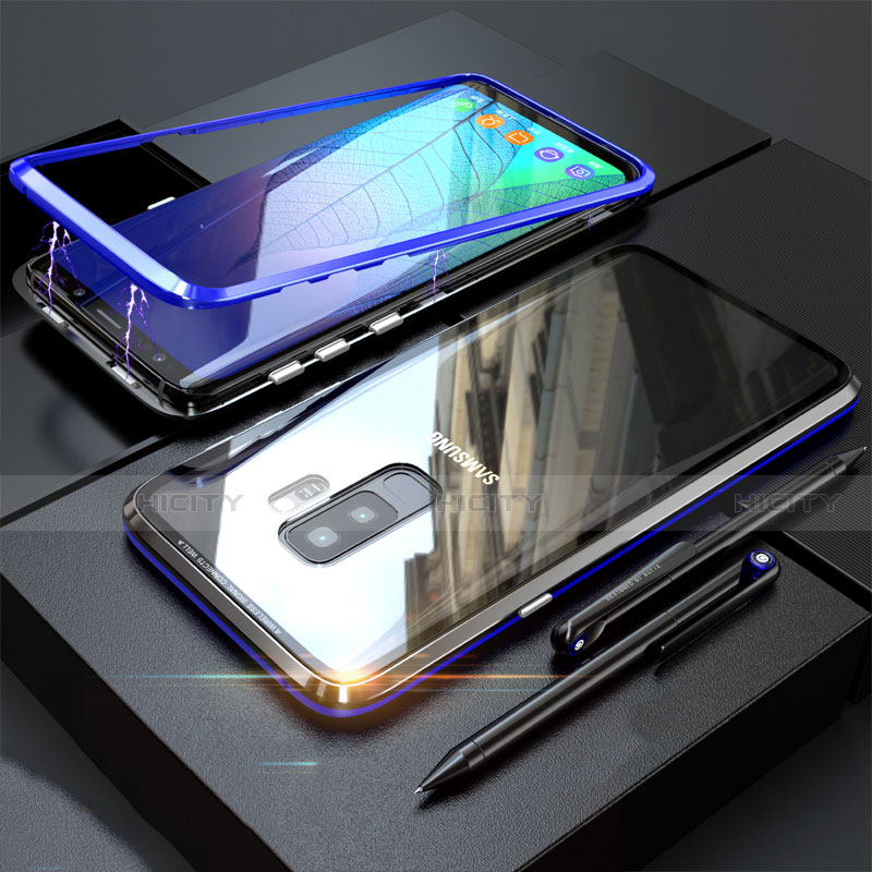 Coque Rebord Bumper Luxe Aluminum Metal Miroir 360 Degres Housse Etui M04 pour Samsung Galaxy S9 Plus Bleu Plus