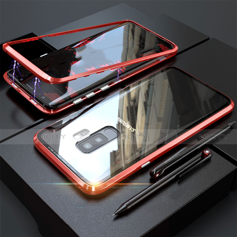 Coque Rebord Bumper Luxe Aluminum Metal Miroir 360 Degres Housse Etui M04 pour Samsung Galaxy S9 Plus Rouge Plus