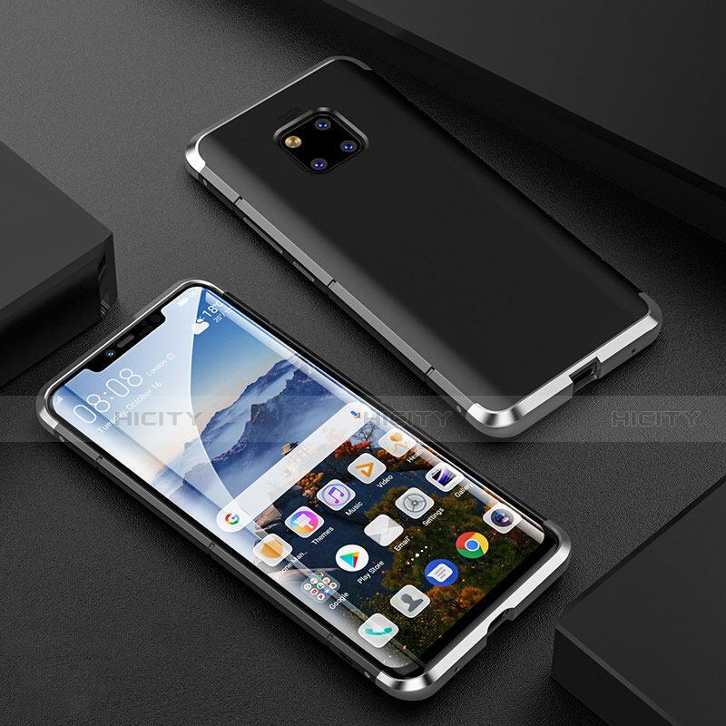 Coque Rebord Bumper Luxe Aluminum Metal Miroir 360 Degres Housse Etui M05 pour Huawei Mate 20 Pro Argent Plus