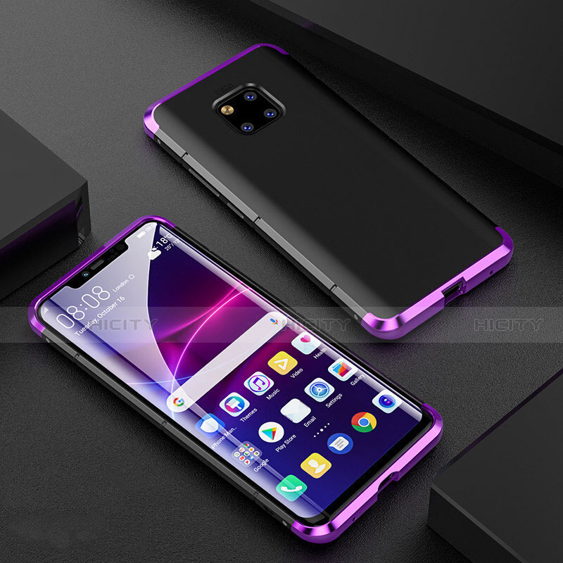 Coque Rebord Bumper Luxe Aluminum Metal Miroir 360 Degres Housse Etui M05 pour Huawei Mate 20 Pro Violet Plus