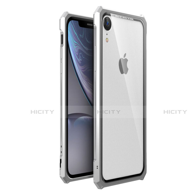 Coque Rebord Bumper Luxe Aluminum Metal Miroir 360 Degres Housse Etui pour Apple iPhone XR Argent Plus