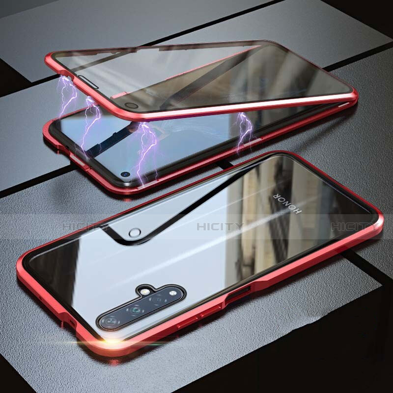 Coque Rebord Bumper Luxe Aluminum Metal Miroir 360 Degres Housse Etui pour Huawei Honor 20 Rouge Plus