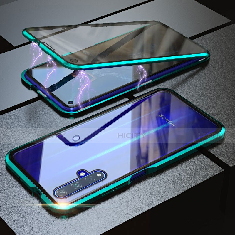 Coque Rebord Bumper Luxe Aluminum Metal Miroir 360 Degres Housse Etui pour Huawei Honor 20 Vert Plus