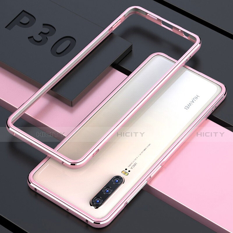 Coque Rebord Bumper Luxe Aluminum Metal Miroir 360 Degres Housse Etui pour Huawei P30 Or Rose Plus