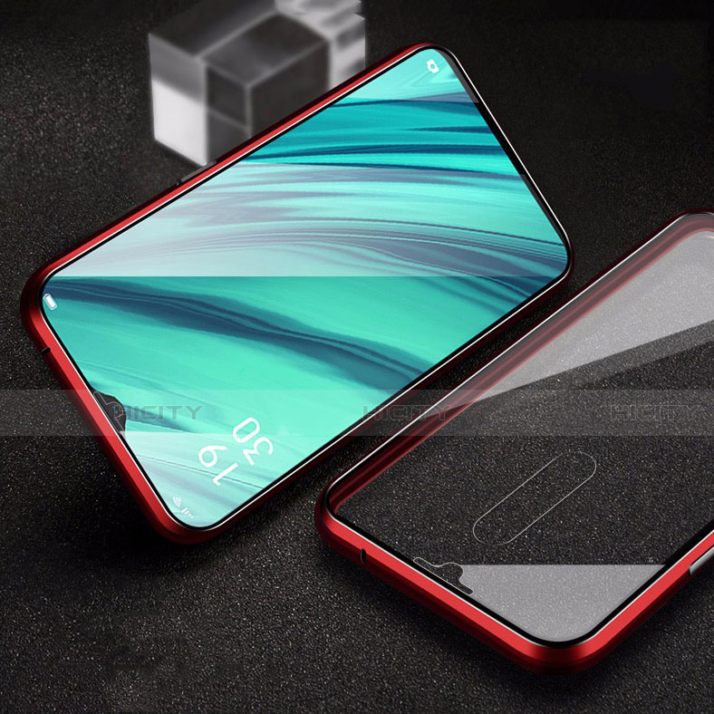 Coque Rebord Bumper Luxe Aluminum Metal Miroir 360 Degres Housse Etui pour Oppo A9X Rouge Plus