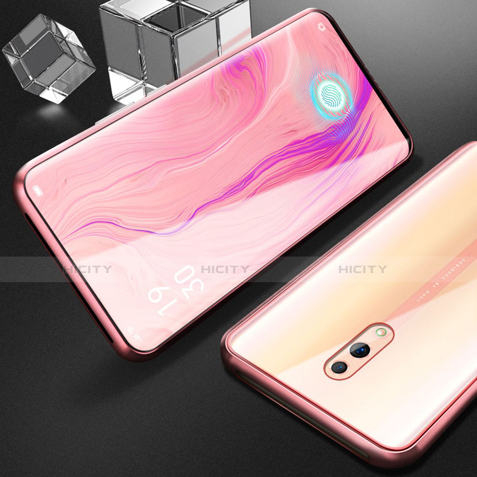 Coque Rebord Bumper Luxe Aluminum Metal Miroir 360 Degres Housse Etui pour Oppo Reno Or Rose Plus