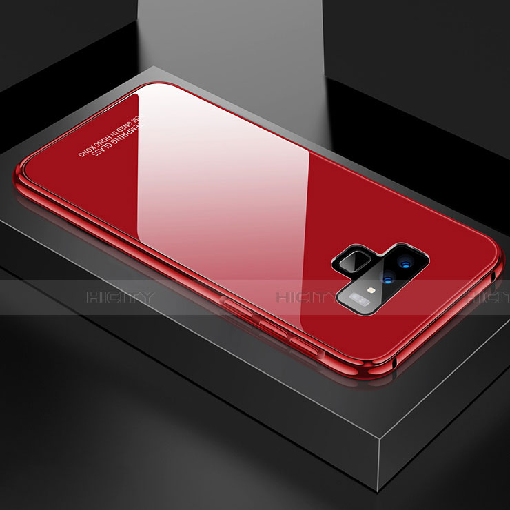 Coque Rebord Bumper Luxe Aluminum Metal Miroir 360 Degres Housse Etui pour Samsung Galaxy Note 9 Rouge Plus