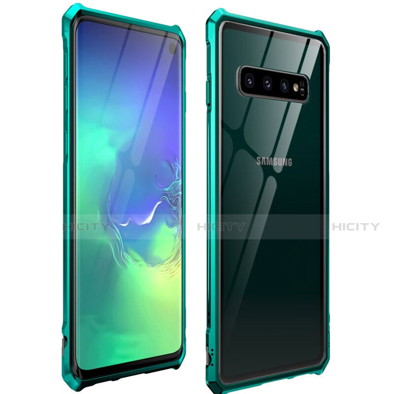 Coque Rebord Bumper Luxe Aluminum Metal Miroir 360 Degres Housse Etui pour Samsung Galaxy S10 5G Vert Plus