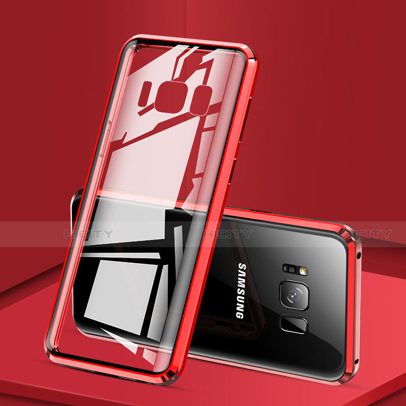 Coque Rebord Bumper Luxe Aluminum Metal Miroir 360 Degres Housse Etui pour Samsung Galaxy S8 Rouge Plus