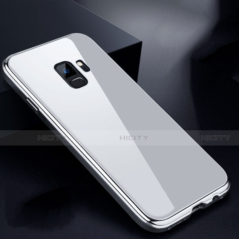 Coque Rebord Bumper Luxe Aluminum Metal Miroir 360 Degres Housse Etui pour Samsung Galaxy S9 Blanc Plus