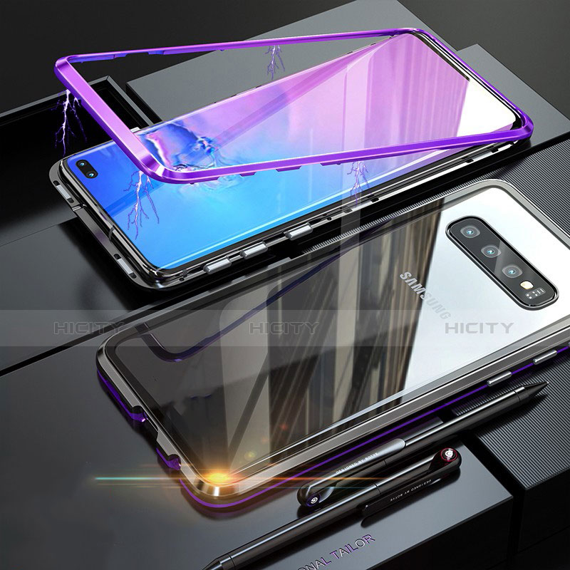 Coque Rebord Bumper Luxe Aluminum Metal Miroir Housse Etui A01 pour Samsung Galaxy S10 Plus Violet Plus