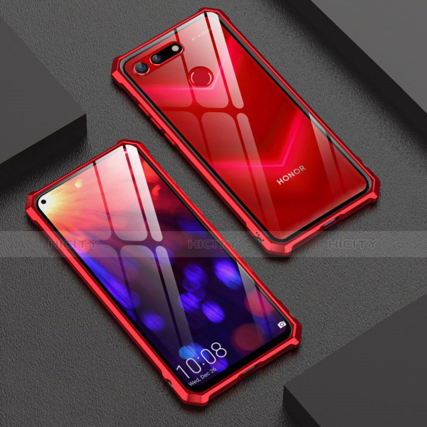 Coque Rebord Bumper Luxe Aluminum Metal Miroir Housse Etui M01 pour Huawei Honor V20 Rouge Plus