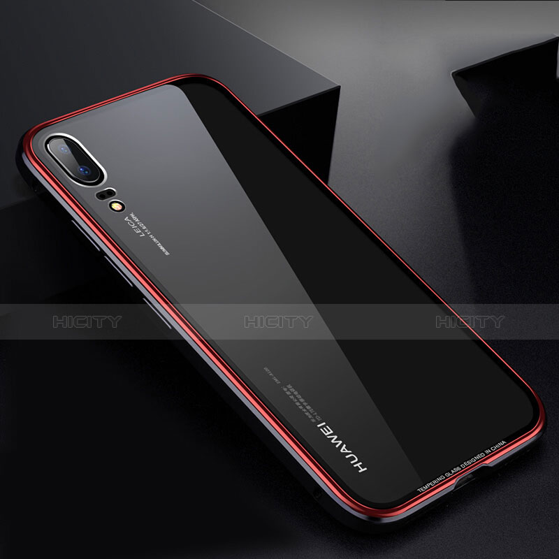 Coque Rebord Bumper Luxe Aluminum Metal Miroir Housse Etui M01 pour Huawei P20 Rouge Plus