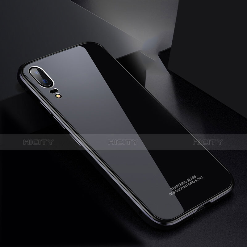 Coque Rebord Bumper Luxe Aluminum Metal Miroir Housse Etui M02 pour Huawei P20 Gris Plus