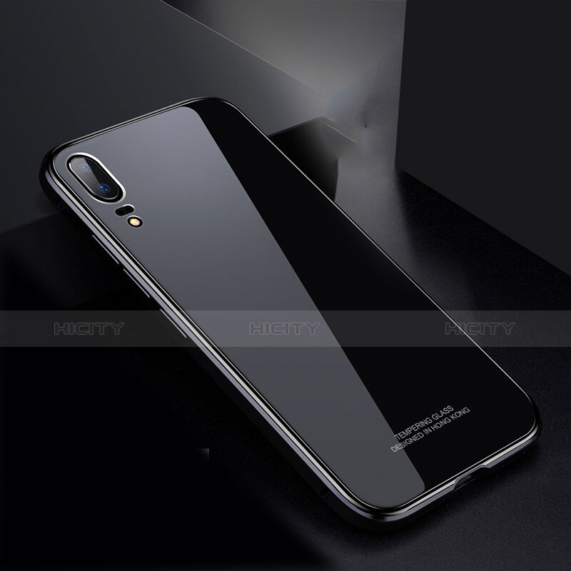 Coque Rebord Bumper Luxe Aluminum Metal Miroir Housse Etui M02 pour Huawei P20 Noir Plus