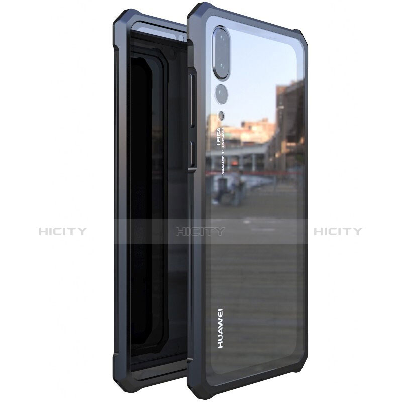 Coque Rebord Bumper Luxe Aluminum Metal Miroir Housse Etui M03 pour Huawei P20 Pro Noir Plus