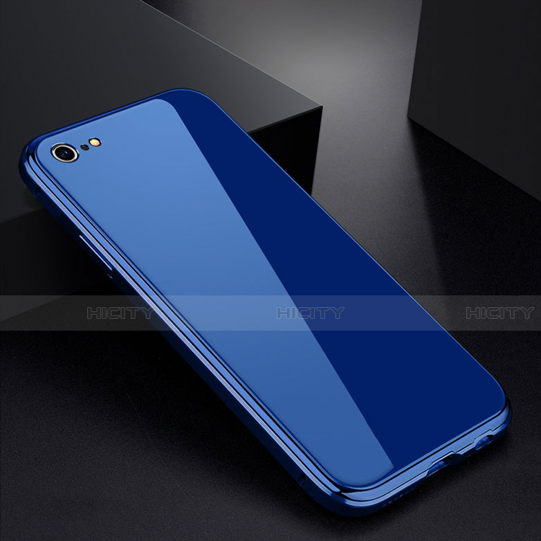 Coque Rebord Bumper Luxe Aluminum Metal Miroir Housse Etui pour Apple iPhone 6 Bleu Plus