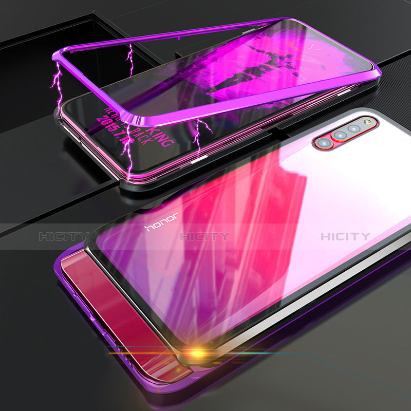 Coque Rebord Bumper Luxe Aluminum Metal Miroir Housse Etui pour Huawei Honor Magic 2 Violet Plus