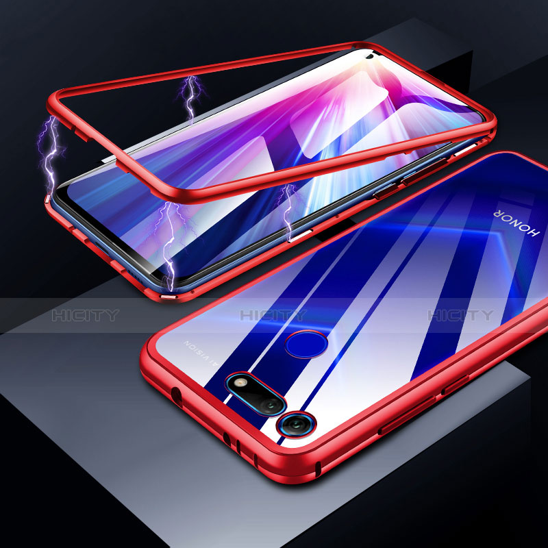 Coque Rebord Bumper Luxe Aluminum Metal Miroir Housse Etui pour Huawei Honor View 20 Rouge Plus