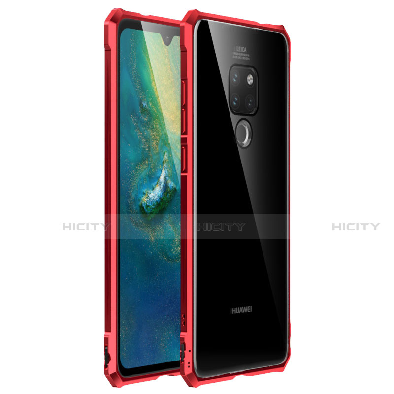 Coque Rebord Bumper Luxe Aluminum Metal Miroir Housse Etui pour Huawei Mate 20 Rouge Plus