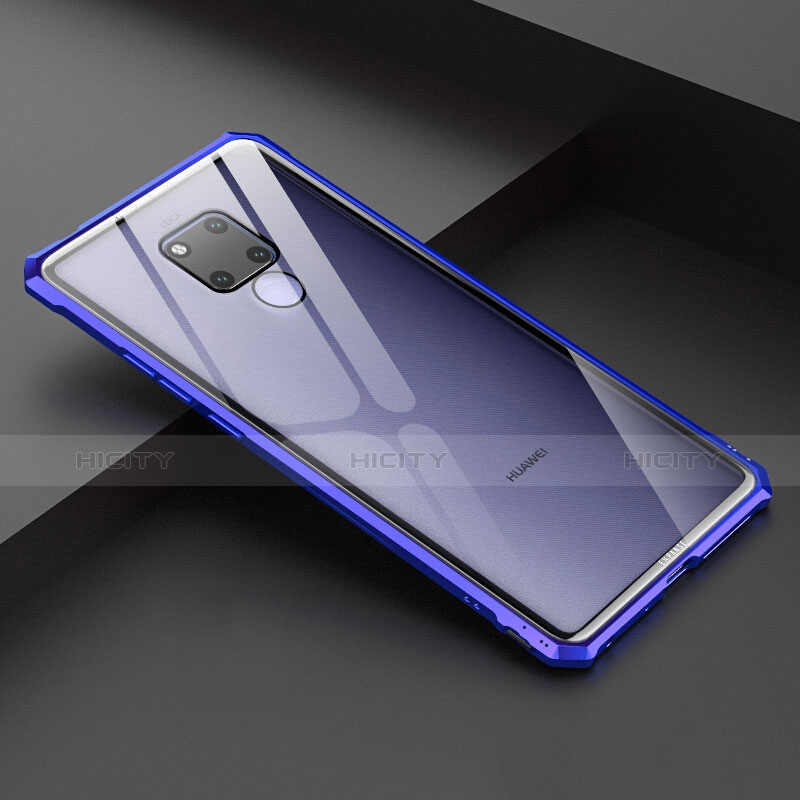 Coque Rebord Bumper Luxe Aluminum Metal Miroir Housse Etui pour Huawei Mate 20 X Bleu Plus