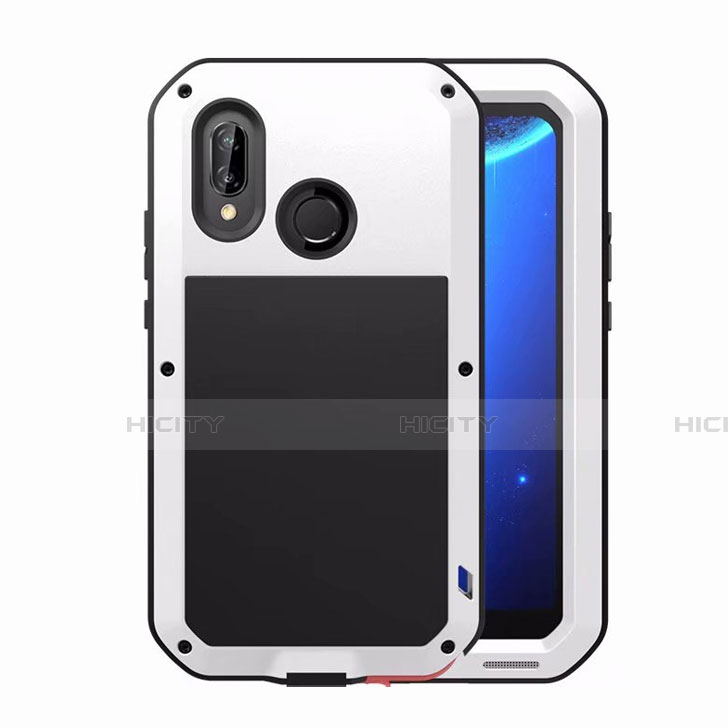 Coque Rebord Bumper Luxe Aluminum Metal Miroir Housse Etui pour Huawei Nova 3e Blanc Plus