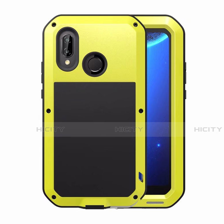 Coque Rebord Bumper Luxe Aluminum Metal Miroir Housse Etui pour Huawei Nova 3e Jaune Plus