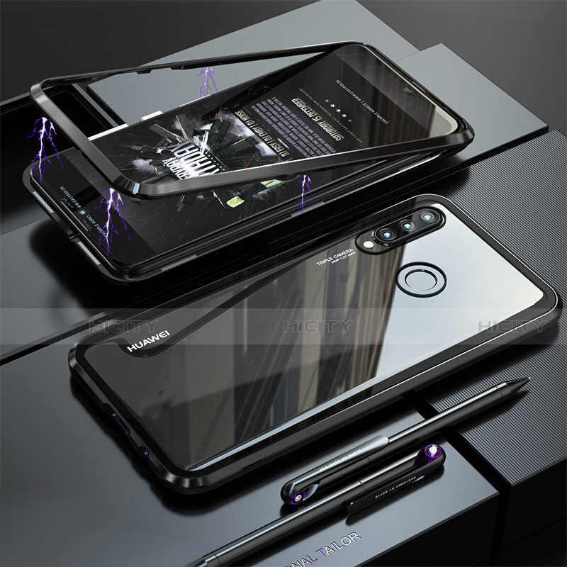 Coque Rebord Bumper Luxe Aluminum Metal Miroir Housse Etui pour Huawei Nova 4e Noir Plus