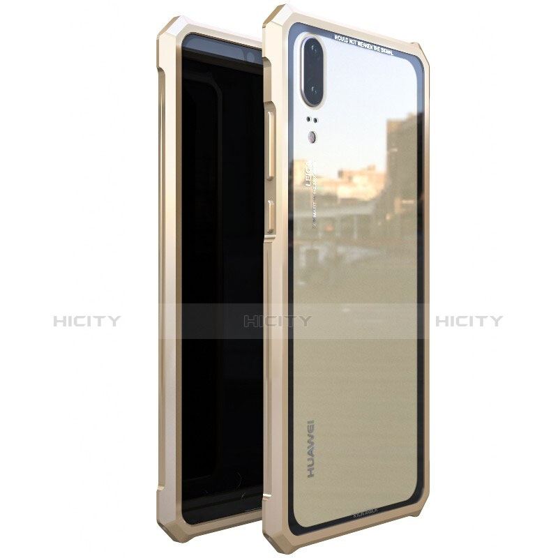 Coque Rebord Bumper Luxe Aluminum Metal Miroir Housse Etui pour Huawei P20 Or Plus